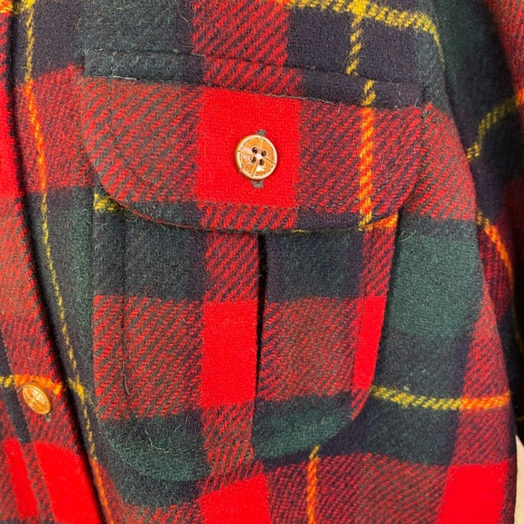LOBO by PENDLETON Virgin Wool Red Tartan Plaid Suede Shooter Patch Men’s M USA!! - Picture 5 of 13